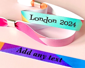 Personalised fabric wristbands | Colourful wristband | Add any text | Festival wristband | reusable wristband