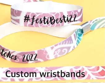 Personalised fabric wristbands | Add any text | Wedding wristbands | Boho Festival wristbands | removable wristbands