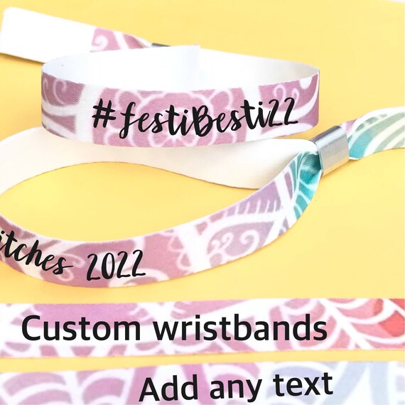 Personalised fabric wristbands | Add any text | Wedding wristbands | Boho Festival wristbands | removable wristbands