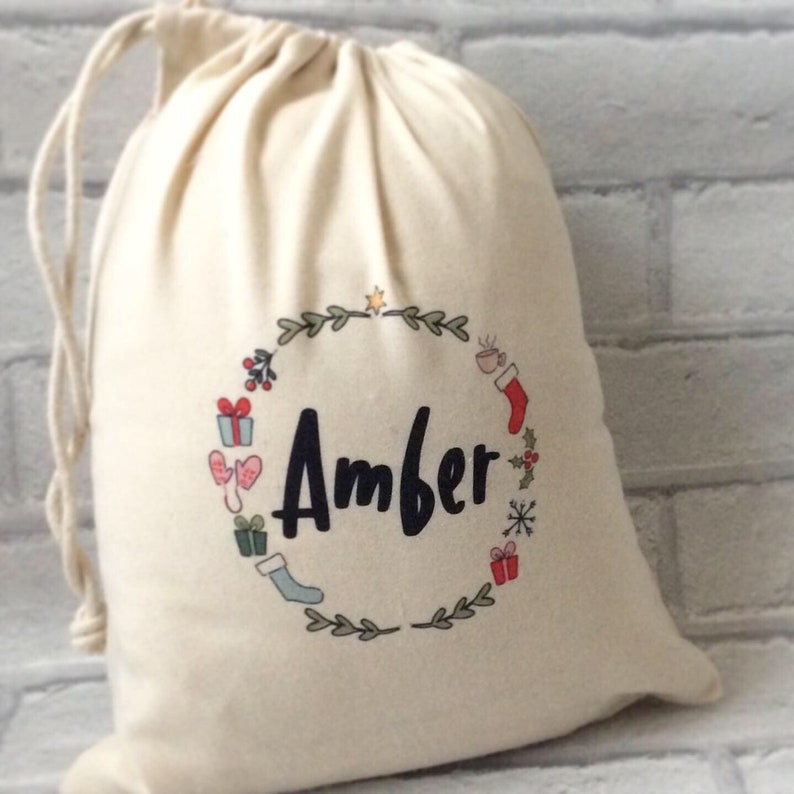 Personalised Christmas sack Drawstring bag Sack Etsy