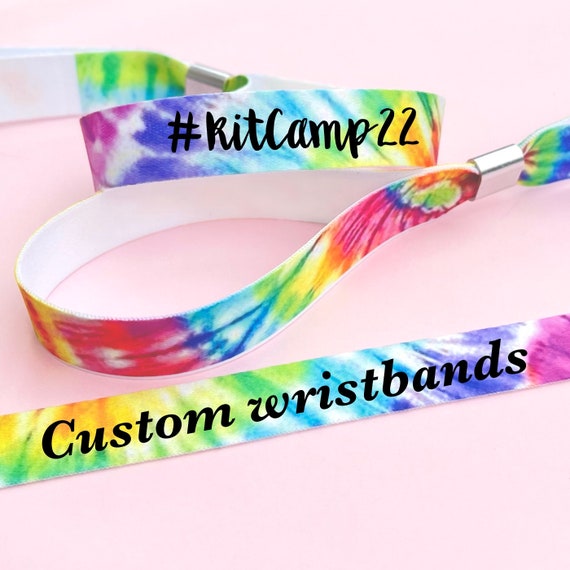 Personalised fabric wristbands | Bright tie dye wristband | Add any text | Wedding wristbands | Festival wristband | reusable wristband