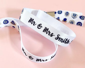 Personalised fabric wristbands | evil eye wristband | Add any text | Wedding wristbands | Festival wristband | reusable wristband