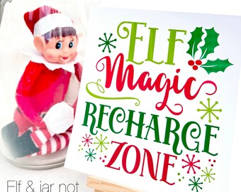 Elf sign | elf magic recharge zone sign | Comes with easel | Elf ideas | Christmas elf |
