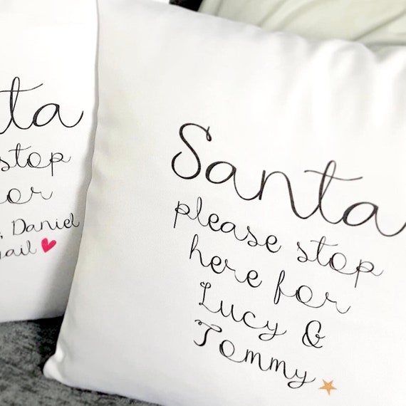 Santa please stop here Christmas cushion cover |Christmas cushion | Personalised cushion | Xmas decor | Home decor