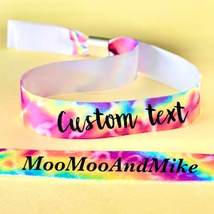 Personalised fabric wristbands | Tie dye wristband | Add any text | Wedding wristbands | Festival wristband | reusable wristband