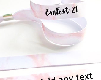 Personalised fabric wristbands | Rose gold marble design | Add any text | Wedding wristbands | Festival wristbands | Favours