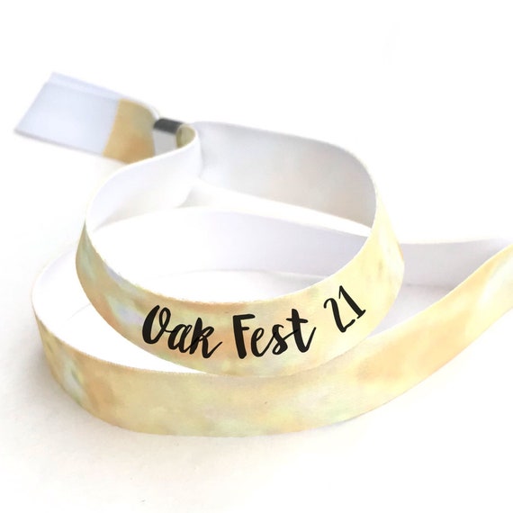 Personalised fabric wristbands | Yellow tie dye design | Add any text | Wedding wristbands | Festival wristbands | removable wristbands