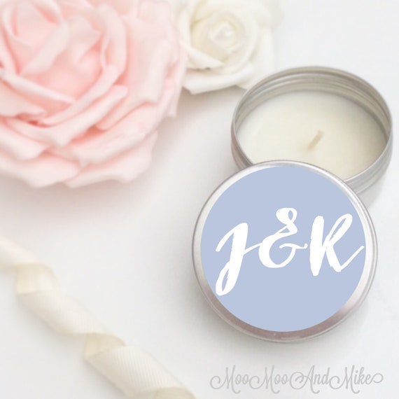 Set of 10 candle personalised Wedding Favours - Soy Favour Candles Personalised Wedding Favor, Tin 50ml. Come with organza bag's