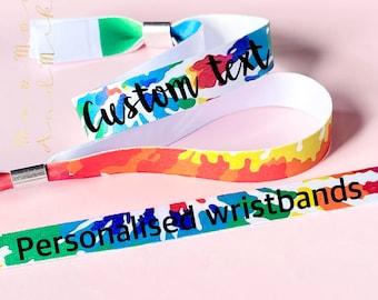 Personalised fabric wristbands | Bright tie dye wristband | Add any text | Wedding wristbands | Festival wristband | reusable wristband