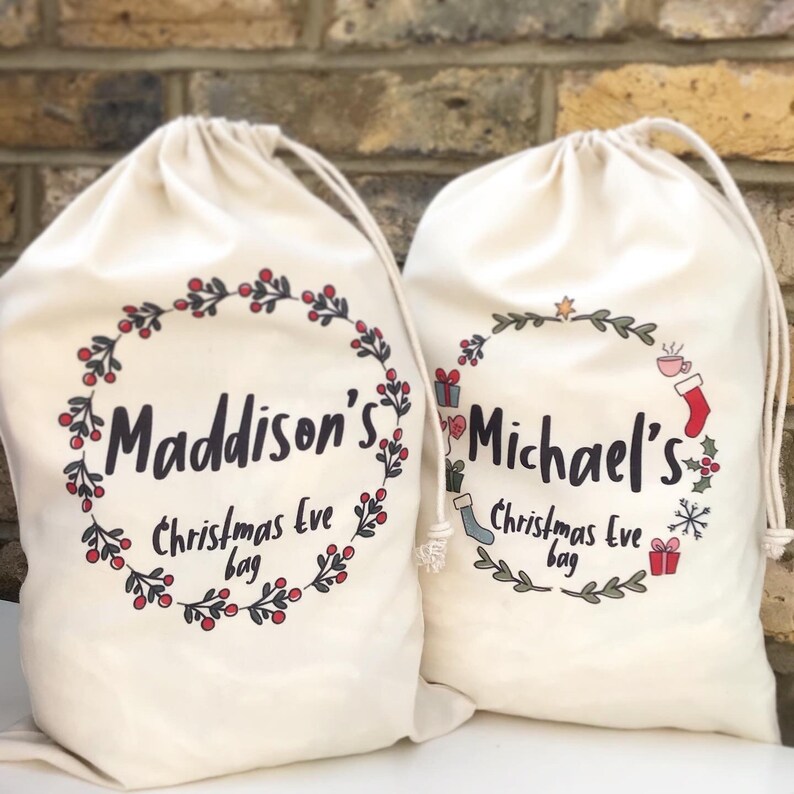 Personalised Christmas sack Drawstring bag Sack Etsy
