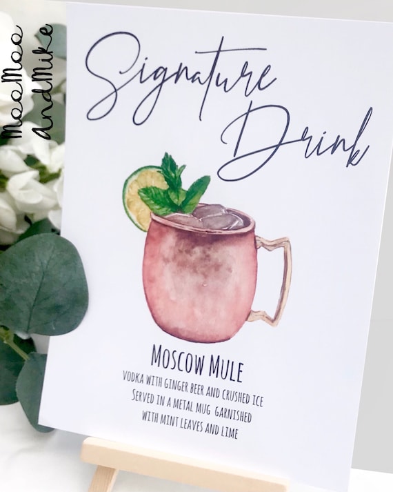 Drink sign comes with small easel, Signature Cocktail Sign Cocktail Sign, His and Hers Drinks Wedding Bar Sign, Wedding Cocktails