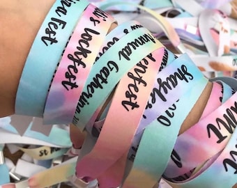 Personalised fabric wristbands | Tie dye wristband | Add any text | Wedding wristbands | Festival wristbands | reusable wristbands