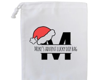 Advent lucky dip bag | Personalised Christmas advent sack | Drawstring bag | Children's bag | Christmas sack |