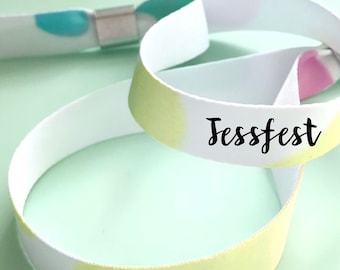 Personalised fabric wristbands | Cow print design | Add any text | Wedding wristbands | Festival wristbands | Favours