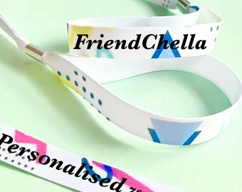 Personalised fabric wristbands | 80’s theme wristband | Add any text | Wedding wristbands | Festival wristband | reusable wristband