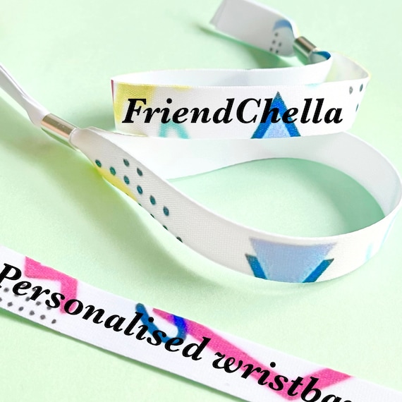 Personalised fabric wristbands | 80’s theme wristband | Add any text | Wedding wristbands | Festival wristband | reusable wristband