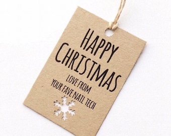 Personalised tags | Set of 10 | cut out snowflake design | Christmas tags | Rustic kraft card | Gift tags.