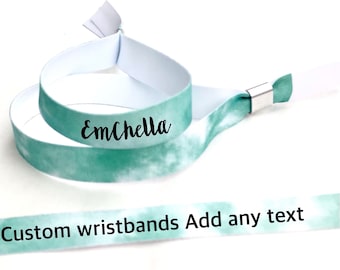 Personalised fabric wristbands | Green tie dye design | Add any text | Wedding wristbands | Festival wristbands | removable wristbands