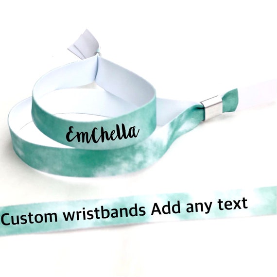 Personalised fabric wristbands | Green tie dye design | Add any text | Wedding wristbands | Festival wristbands | removable wristbands