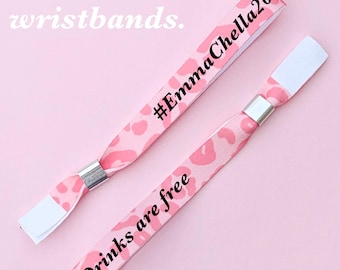 Personalised fabric wristbands | Wedding wristbands  | Festival wristbands | Party wristband | Pink animal print - Leopard wristbands