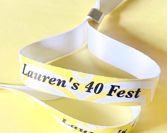 Personalised wristbands | Yellow - Add any text | Wedding wristbands | Boho Festival wristbands | removable wristbands