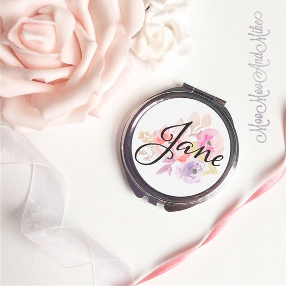 Compact Mirror | Floral design | Women's Accessories | Pocket Mirror | Made to order | Bridesmaid gifts | Maid of Honour gift