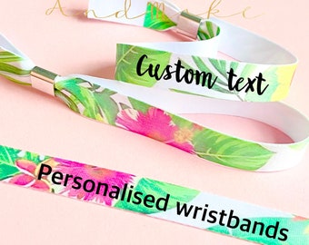 Personalised fabric wristbands | Tropical Hawaii design wristband | Wedding wristbands | Festival wristbands | reusable wristbands