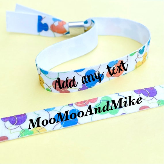 Disney theme wristbands | Custom wristbands | fabric wristbands | Add any text | Birthday party wristbands | reusable wristbands