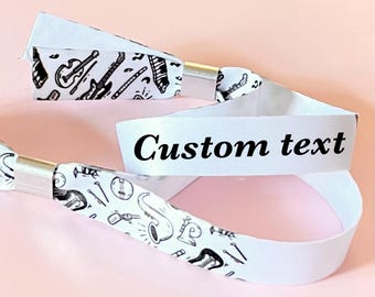 Personalised fabric wristbands | Add any text | custom wristbands | Music Festival wristbands | reusable wristbands