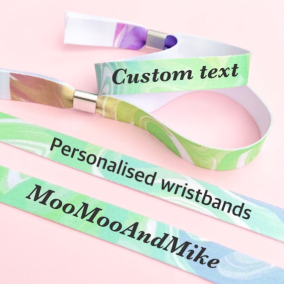 Personalised fabric wristbands | Rainbow swirl design | Add any text | Wedding wristbands | Festival wristband | reusable wristband