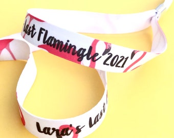 Personalised fabric wristbands | Flamingo design | Add any text | Wedding wristbands  | Festival wristbands | reusable wristband