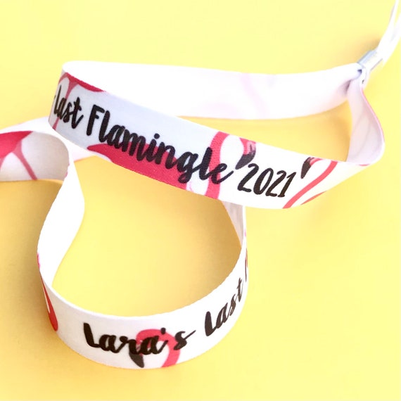 Personalised fabric wristbands | Flamingo design | Add any text | Wedding wristbands  | Festival wristbands | reusable wristband