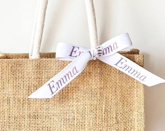 Personalised Burlap Tote - Custom Bridesmaid Bag - Small gift Bag - Wedding Bag - Bachelorette Party Bag - personalised Jute Tote Bag