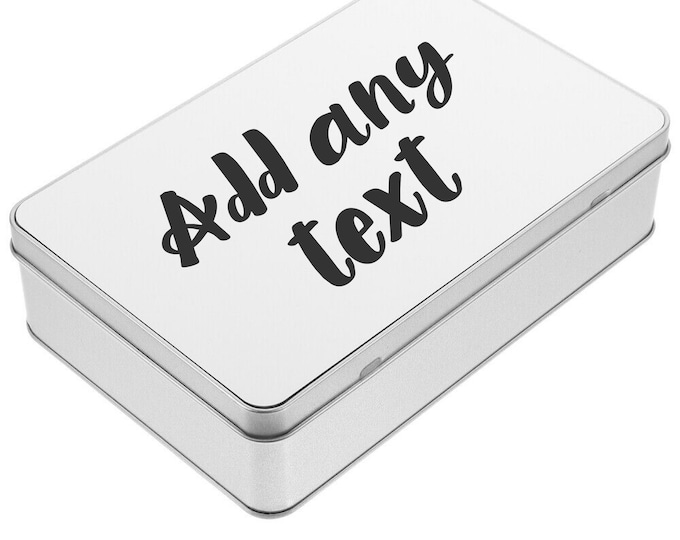 Featured listing image: Personalised gift box | Keepsake small tin | Metal gift box | Add any text | Pet treat tin | Personalised Box | Chocolate box