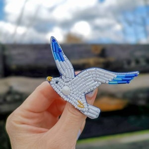 Beaded seagull brooch white bird pin bird jewelry handmade brooch ukraine shop made in Ukraine unique jewelry gift for her