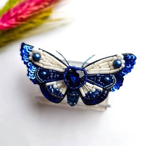 Beaded moth brooch embroidered insect pin butterfly jewelry handmade gift for her unique jewelry embroidered art Made in Ukraine image 9