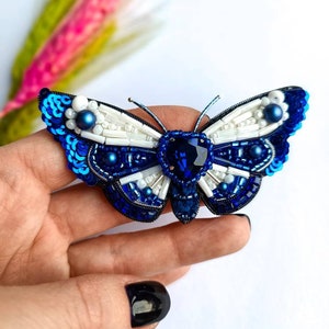 Beaded moth brooch embroidered insect pin butterfly jewelry handmade gift for her unique jewelry embroidered art Made in Ukraine image 10