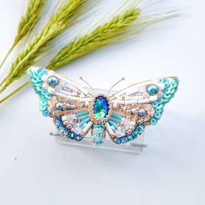 Beaded Butterfly Moth Beetle brooch pin Embroidered brooch Insect jewelry Statement jewelry Insect art Animal jewelry Nature jewelry Bug pin image 1