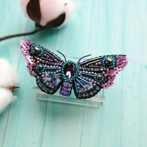 Beaded Butterfly Moth Beetle brooch pin Embroidered brooch Insect jewelry Statement jewelry Insect art Animal jewelry Nature jewelry Bug pin image 10