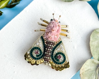 Cicada brooch beaded moth pin beetle jewelry embroidered insect butterfly brooch moth art bug lover gift for her
