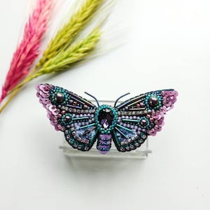 Beaded Butterfly Moth Beetle brooch pin Embroidered brooch Insect jewelry Statement jewelry Insect art Animal jewelry Nature jewelry Bug pin image 4