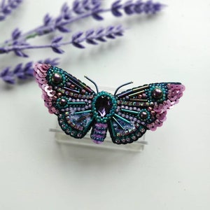 Beaded Butterfly Moth Beetle brooch pin Embroidered brooch Insect jewelry Statement jewelry Insect art Animal jewelry Nature jewelry Bug pin image 1