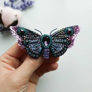 Beaded Butterfly Moth Beetle brooch pin Embroidered brooch Insect jewelry Statement jewelry Insect art Animal jewelry Nature jewelry Bug pin image 9