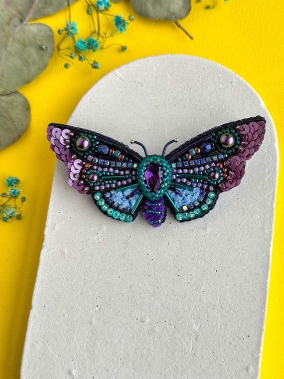 Magnifique Broche Papillon En Métal Mixte - Bijou Insecte Orné - 4,25 Pouces