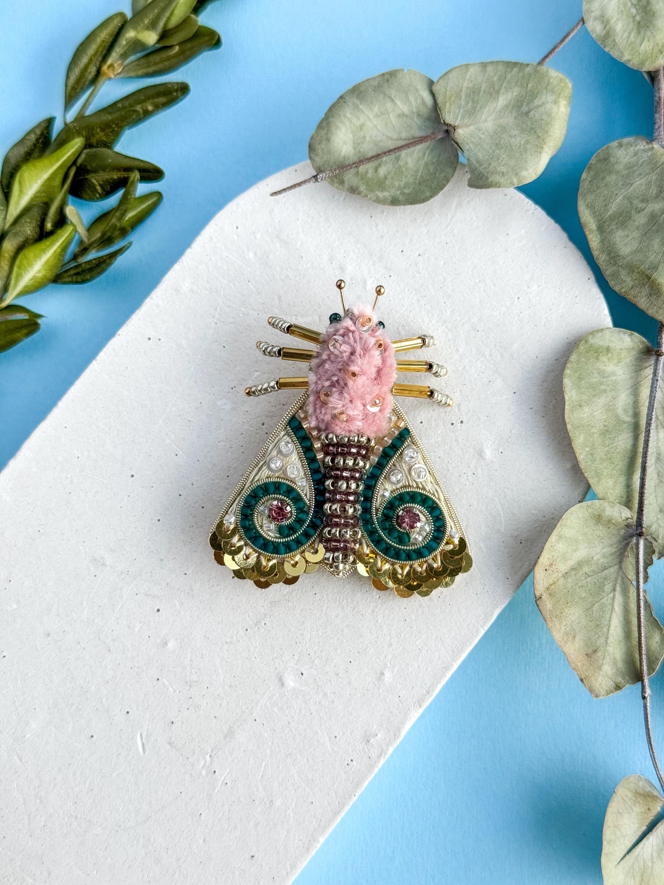 Cicada brooch beaded moth pin beetle jewelry embroidered insect butterfly brooch moth art bug lover gift for her - Thumbnail 4