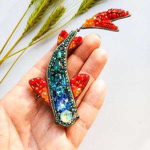 Beaded fish brooch, lapel pin, embroidered jewelry, gift for her, carp jewelry, fish jewelry, crystal brooch, unique gift, pisces Ukraine image 8