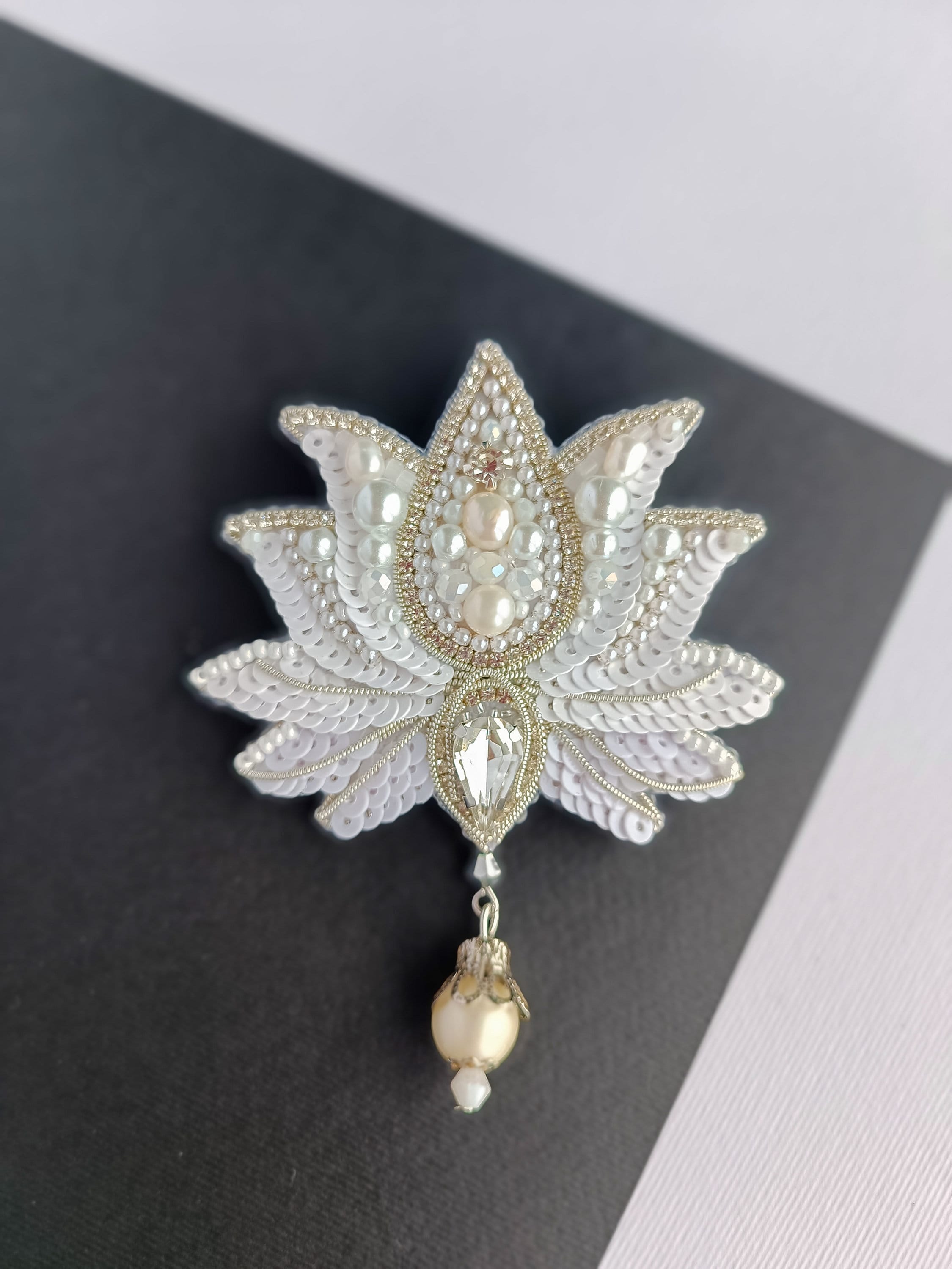 Lotus Flower Brooch For Women - Gold-Plated With Pearl, Lapel Pin, Yoga Jewelry Gift - View #6