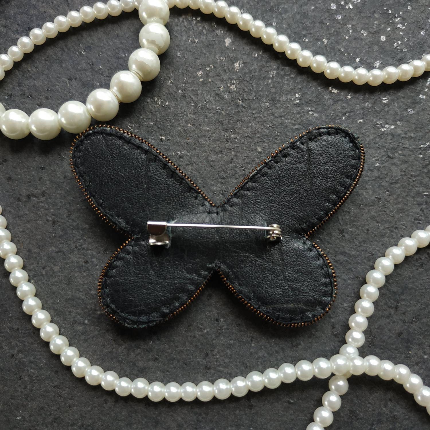 Embroidered butterfly brooch beaded pin - Thumbnail 3
