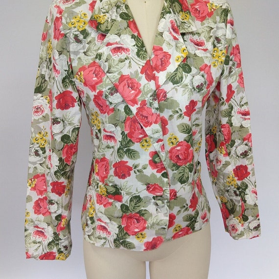 Judy Knapp Vintage Floral Print Blazer Size S M C… - image 3