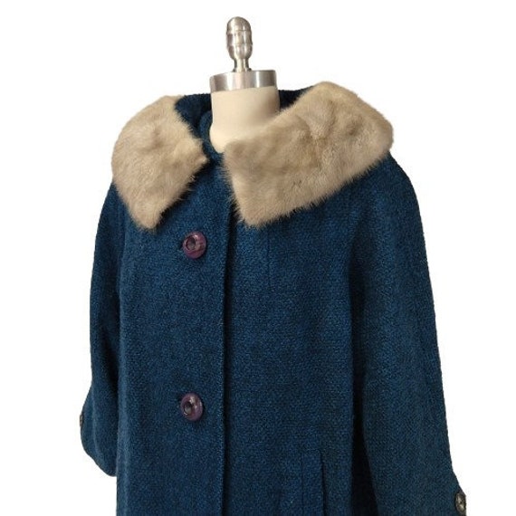 VTG Bettijean 50s 60s Fur Collar Swing Coat Size … - image 7